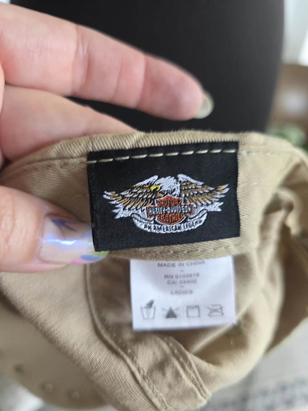 Vintage Y2K Harley-Davidson Embroidered Studded Baseball Cap Cream Biker 2006 - Picture 14 of 16